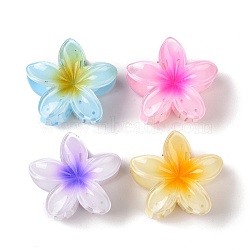 Plastic Claw Hair Clips, with Iron Findings, for Woman Girls, Flower, Mixed Color, 74x79x45mm(OHAR-P020-08)