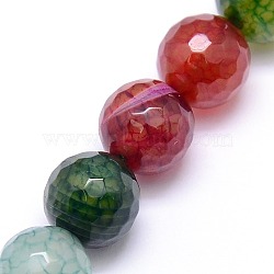 Natural Agate Round Beads Strand, Dyed, Faceted, Mixed Color, 8mm, Hole: 1mm, about 48pcs/strand, 15.74 inch(X-G-L085-8mm-01)