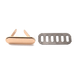 Zinc Alloy Bag Decorative Clasps, Stamping Blank Tags, with Iron Shim, Oval, Platinum & Light Gold, 2.3x0.7x0.15cm(FIND-WH0127-93KCG)