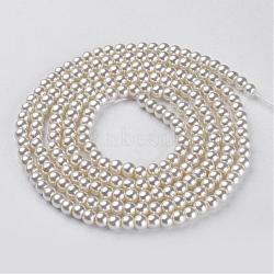 Glass Pearl Beads Strands, Pearlized, Round, Creamy White, 4~5mm, Hole: 1mm, about 200pcs/strand, 30.71 inch(78cm)(HY-4D-B02)