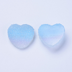 Resin Cabochons, Two Tone, Heart, Light Sky Blue, 15~15.5x16.5~17x7mm(RESI-TAC0002-02E)