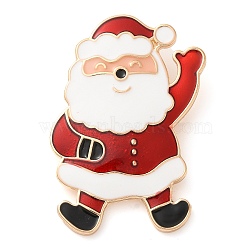 Christmas Theme Enamel Pins, Golden Alloy Brooches for Backpack Clothes, Santa Claus, 43x31mm(JEWB-U007-02D)