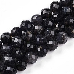 Natural Cordierite/Iolite/Dichroite Beads Strands, Round with Faceted, 9~10mm, Hole: 0.9mm, about 19~20pcs/strand, 7.40~7.80''(18.8~19.8cm)(G-S345-10mm-27)