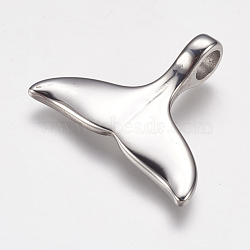 304 Stainless Steel Pendants, Whale Tail Shape, Stainless Steel Color, 30x25x8mm, Hole: 5mm(X-STAS-K171-17P)