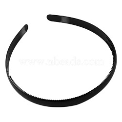 Plain Plastic Hair Band Findings, with Teeth, Black, 8mm wide(PJH103Y-10)