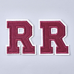Computerized Embroidery Cloth Iron On Patches, Costume Accessories, Appliques, Letter, Letter.R, 56x47x1.5mm(FIND-T030-064-R)