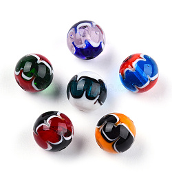 Handmade Lampwork Beads, Round, Mixed Color, 13mm, Hole: 1.6~1.8mm(LAMP-N029-019-B)
