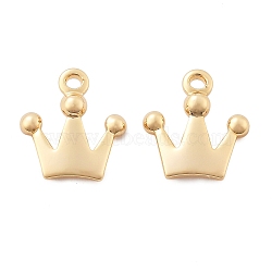 Brass Pendants, Crown Charms, Real 18K Gold Plated, 10.5x9.5x2mm, Hole: 1mm(KK-K382-19G)