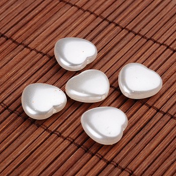 Heart Acrylic Imitation Pearl Beads, White, 15x15.5x6mm, Hole: 0.5mm, about 480pcs/500g