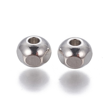 201 Stainless Steel Beads, Faceted, Rondelle, Stainless Steel Color, 6x5mm, Hole: 2mm