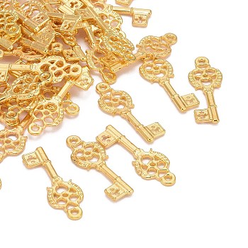 Alloy Pendants, Cadmium Free & Nickel Free & Lead Free, Skeleton Key, Golden Color, 30x11x2mm, Hole: 2mm