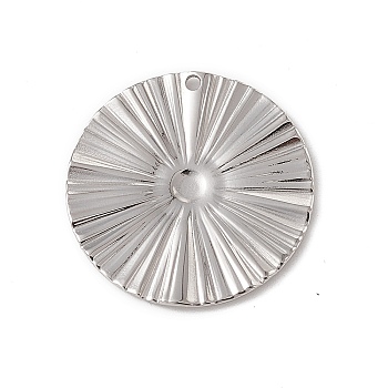 201 Stainless Steel Pendants, Flat Round Charm, Stainless Steel Color, 25x1mm, Hole: 1.5mm