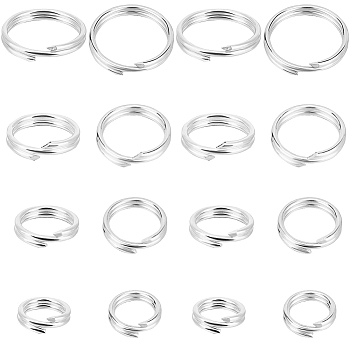 20Pcs 4 Styles 925 Sterling Silver Split Jump Rings, Double Loop Jump Rings, Round Rings, Silver, 5~8x1~2mm, Inner Diameter: 3.5~7mm, 5pcs/style