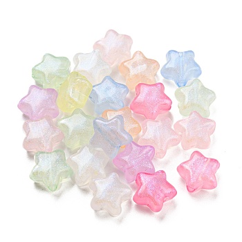 Luminous Acrylic Beads, Glitter Beads, Glow in the Dark, Star, Mixed Color, 10x10.5x6mm, Hole: 2mm, about 1562pcs/500g