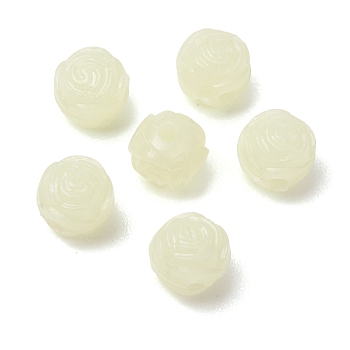 Luminous Transparent Acrylic Beads, Rose Flower, Glow in the Dark, Honeydew, 8x7mm, Hole: 2mm, about 1800pcs/500g