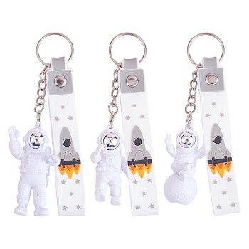 3Pcs Astronaut Keychain Cute Space Keychain for Backpack Wallet Car Keychain Decoration Children's Space Party Favors, Platinum, 21.5cm