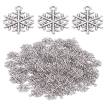 120Pcs Tibetan Style Alloy Pendants, Lead Free & Cadmium Free, Snowflake Charms, Antique Silver, 19.5x15.5x1.5mm, Hole: 1.8mm