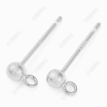 925 Sterling Silver Studs Earrings Findings, Silver, 14x3mm, Hole: 1.2mm, Pin: 0.7mm