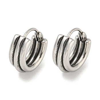 316 Surgical Stainless Steel Hoop Earrings, Ring, Antique Silver, 15.5x15mm