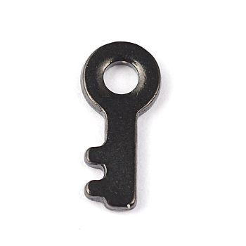 Key 304 Stainless Steel Charms, Electrophoresis Black, 10x4.8x1mm, Hole: 2mm