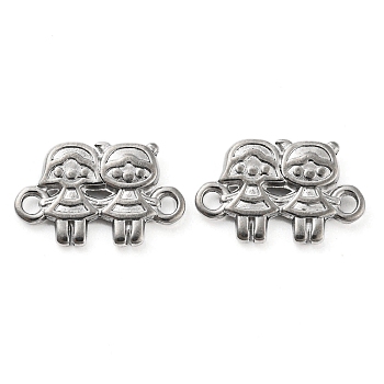 316 Stainless Steel Connector Charms, Girls Links, Stainless Steel Color, 11x7x3mm, Hole: 1.5mm and 1.6mm