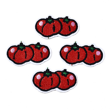 Computerized Embroidery Cloth Iron On/Sew On Patches, Costume Accessories, Appliques, Tomato, FireBrick, 26.5x45x1.5mm