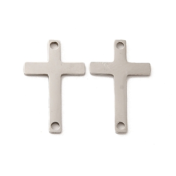 201 Stainless Steel Connector Charms, Religion Cross Links, Stainless Steel Color, 17.5x11x1mm, Hole: 1.2mm