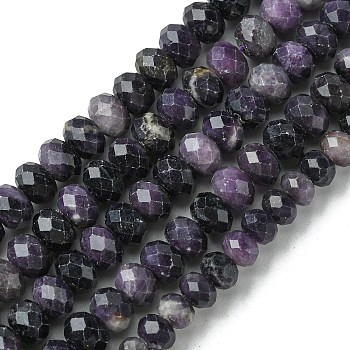 Natural Sugilite Beads Strands, Faceted, Rondelle, 6~6.5x4~4.5mm, Hole: 0.9mm, about 97pcs/strand, 15.59''(39.6cm)