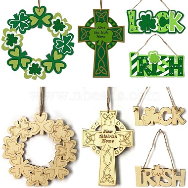 DIY Word Irish Unfinished Wooden Ornaments Blank Wooden Embellishments(WOOD-C009-04)-5