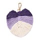 手作りの編み込みマクラメ綿糸リーフペンダント装飾(GLAA-K060-08KCG-04)-2