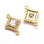 Real 18K Gold Plated Clear Rhombus Brass+Cubic Zirconia Links(X-ZIRC-L002-09G)