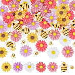 70Pcs 7 Styles Resin Cabochons, Daisy/Bees, Mixed Color, 7~23x8.5~22x3~7mm, 10pcs/style(CRES-PH0001-22)