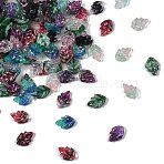 200Pcs Two-tone Resin Pendants, Leaf Charms, with Glitter Powder, Mixed Color, 11x7.5x2mm, Hole: 1mm(RESI-CJ0005-55)