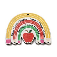 Wood Pendant, Teachers' Day Theme, Apple, 32.5x44.5x2.5mm, Hole: 1.6mm(WOOD-H107-04-02)