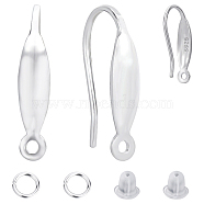 3 Pairs 925 Sterling Silver Earring Hooks, Ear Wire, with 10Pcs Brass Jump Rings & 10Pcs Plastic Ear Nuts & S925 Stamp, Silver, 20 Gauge, 15.5~16.5x9x3.3mm, Hole: 1.2mm, Pin: 0.8mm(DIY-CN0002-86)