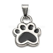 304 Stainless Steel Enamel Pendants, Paw Print Charm, Stainless Steel Color, 20x16x2mm, Hole: 6x3mm(STAS-D087-01P)