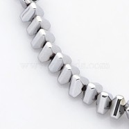 Electroplate Non-magnetic Synthetic Hematite Beads Strands, Triangle, Platinum Plated, 4x4x3mm, Hole: 1mm, about 139pcs/strand, 15.7 inch(G-J225B-08)