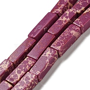 Synthetic Imperial Jasper Dyed Beads Strands, Rectangle, Old Rose, 13~13.5x4~4.5x4~4.5mm, Hole: 1.4mm, about 28~29pcs/strand, 14.49''~14.96''(36.8~38cm)(G-D077-C01-04)