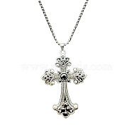 Alloy Pendant Necklaces, Cross fleury, Black, 19.69 inch(50cm)(WG8265-8)