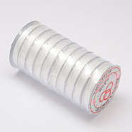 Flat Elastic Crystal String, Elastic Beading Thread, for Stretch Bracelet Making, White, 0.8mm, about 10.93 yards(10m)/roll(EW-O001-02A)