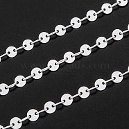 Spray Painted Brass Coffee Bean Chains, Soldered, with Spool, White, link: 4x3x0.5mm, bead: 4x0.6mm, 32.8 Feet(10m)/roll(CHC-M021-03A)