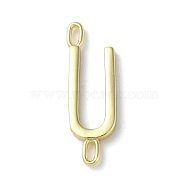 Rack Plating Brass Connector Charms, Cadmium Free & Lead Free, Long-Lasting Plated, Real 18K Gold Plated, Letter U, 22.5x7x1.5mm, Hole: 3x0.8mm(KK-P245-07G-U)