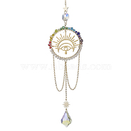 Stainless Steel Pendants Decorations, with Glass, Evil Eye, Golden, 335mm(HJEW-TA00165)