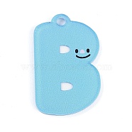 Acrylic Pendants, Letter with Smiley Face , Letter B, 29~38x21.5~34.5x2.3mm, Hole: 3mm(MACR-R002-01B)