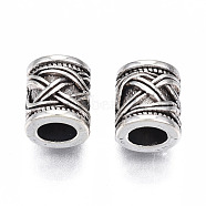 Tibetan Style Alloy European Beads, Large Hole Beads, Cadmium Free & Lead Free, Column, Antique Silver, 9x8mm, Hole: 4.5mm, about 690pcs/1000g(TIBEB-N005-067)