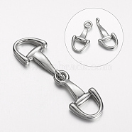 304 Stainless Steel Hook Clasps, Stainless Steel Color, 62.5x17x4mm, Hole: 8x9mm(X-STAS-D166-104P)