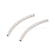 925 Sterling Silver Curved Tube Beads, Textured, Silver, 30x1.5mm, Hole: 0.7mm, 34pcs/10g(STER-H112-07A)