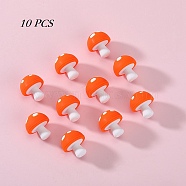 10Pcs Mushroom Silicone Focal Beads, Chewing Beads  For Teethers, DIY Nursing Necklaces Making, Orange, 18mm, Hole: 2mm(JX901G-01)