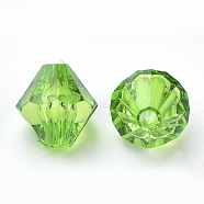 Transparent Acrylic Beads, Bicone, Lime Green, 8x7.5mm, Hole: 2mm, about 2640pcs/500g(TACR-S146-8mm-13)