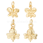 BENECREAT 32Pcs 2 Style Alloy Pendants, Long-Lasting Plated, with Jump Ring, Insect, Real 18K Gold Plated, 16pcs/style(FIND-BC0002-13)